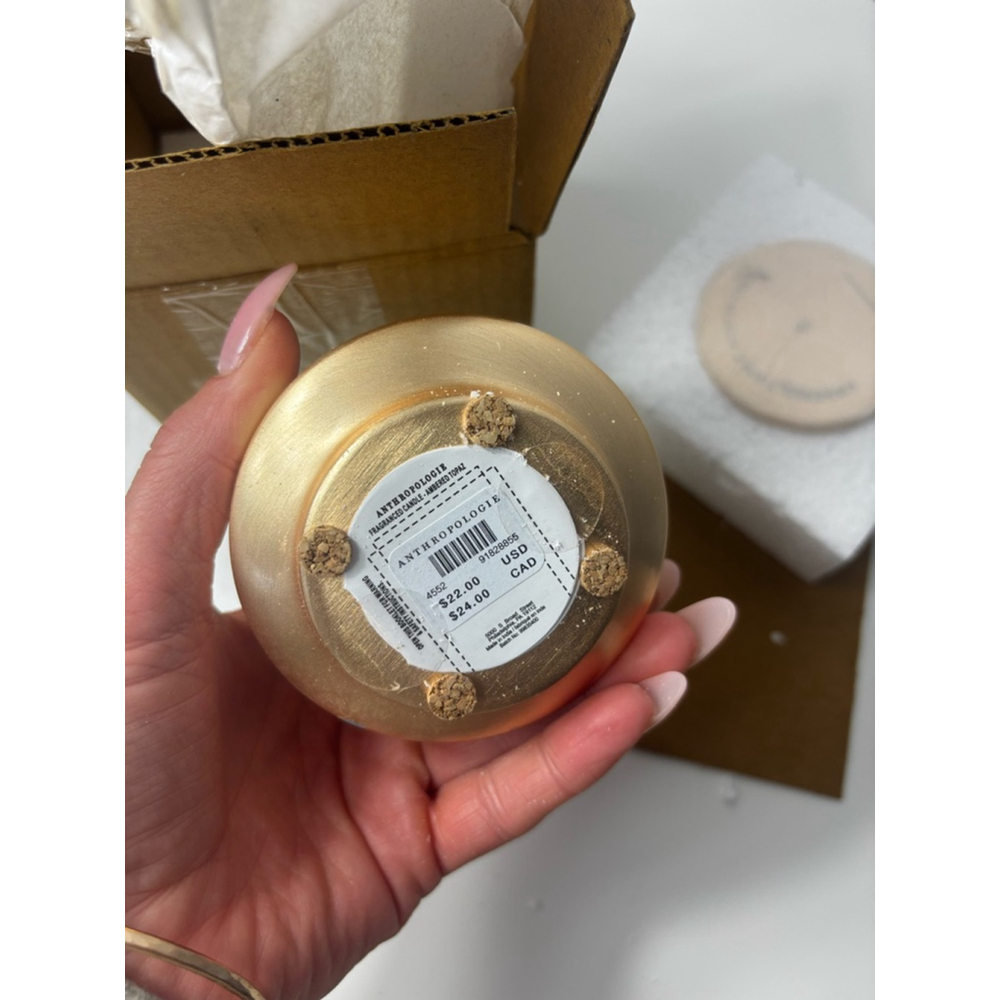 Anthropologie Gather Candle Woody Ambered Vanilla Gold - Picture 5 of 6